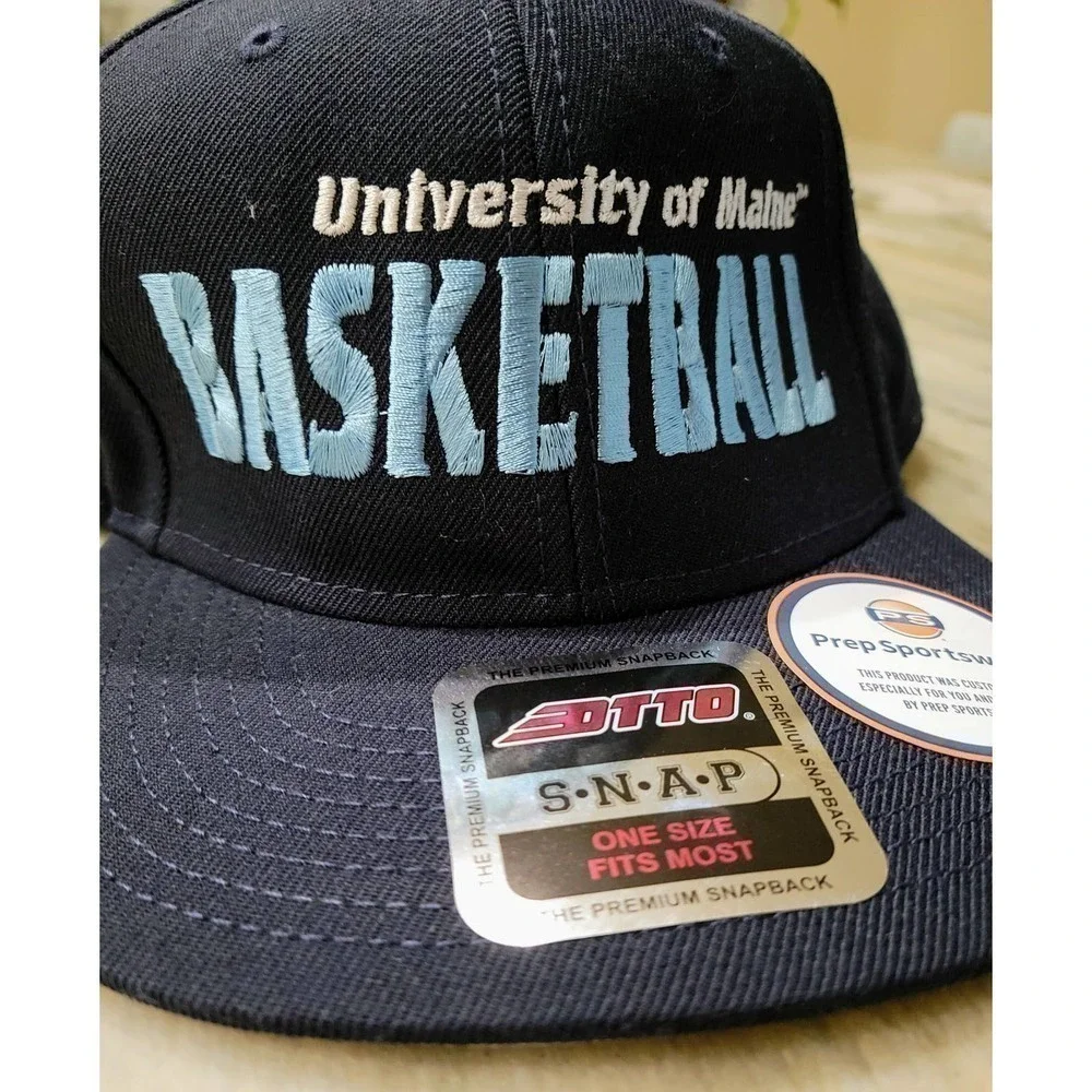 UMaine Basketball Snapback Cap Navy Blue Flat Bill